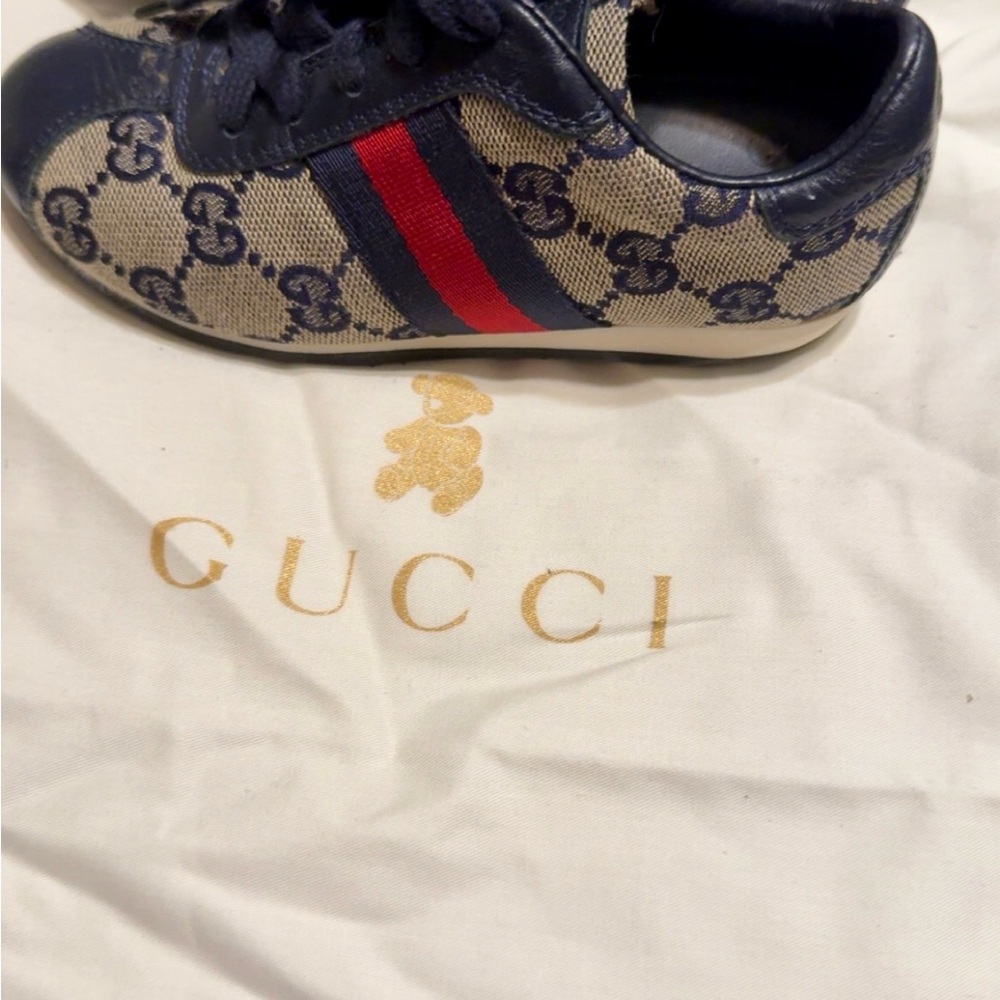 Gucci Blue and Red Sneakers with Signature Stripe